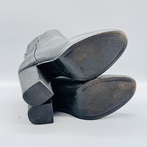 Rag & Bone Boots Women 9 Black Leather Newbury Ankle Block Heel Back Zip Comfort - Picture 8 of 10